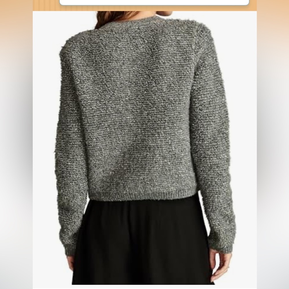 Lucky Brand Gray Boucle Sweater Lady Jacket. Size Small. - Picture 4 of 16